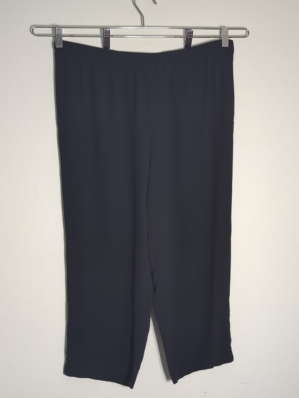 Eileen Fisher‎ Women's Wide Leg Cropped Pants 100% Silk Quiet Luxury Chic Large